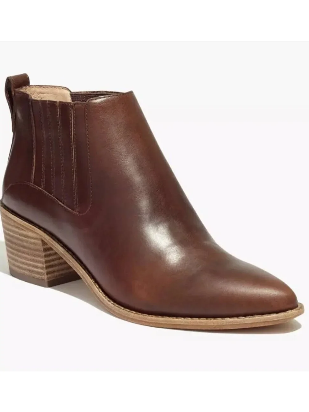 Madewell Bonham Boot Chelsea Western Ankle Bootie Cherry Wood Brown Leather Sz 8
